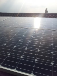 Sun shining down on the Solar Modules